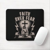 Faith Over Fear Funny Christian Workout Gym Jesus  Muismat (Met muis)