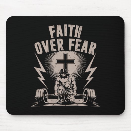 Faith Over Fear Funny Christian Workout Gym Jesus  Muismat (Voorkant)