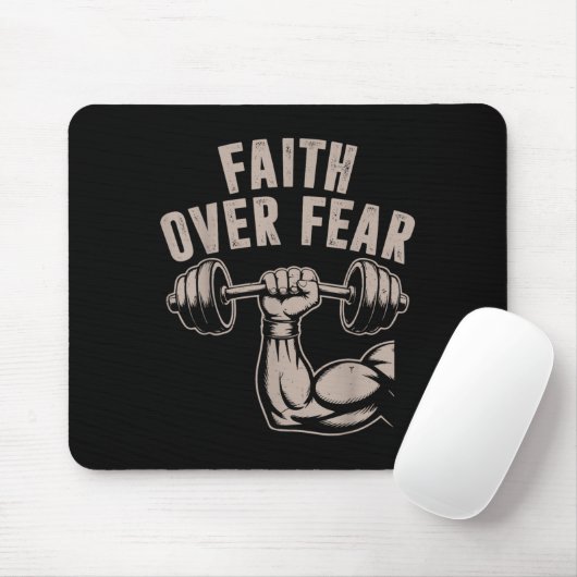 Faith Over Fear Funny Christian Workout Gym Jesus Muismat (Met muis)