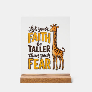 Faith Over Fear Giraffe Vintage Christelijk T-shir Acryl Bord