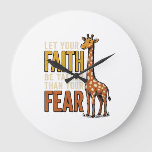Faith Over Fear Giraffe Vintage Christelijk T-shir Grote Klok