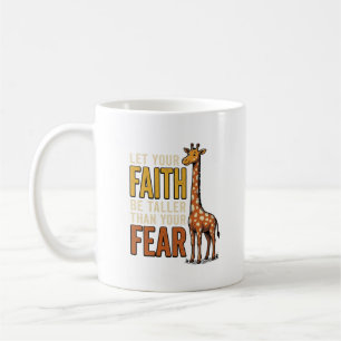 Faith Over Fear Giraffe Vintage Christelijk T-shir Koffiemok