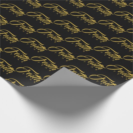 Faith Over Fear Gold en Black Cadeaupapier (Hoek)