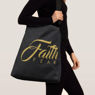 Faith Over Fear Gold en Black Crossbody Tas