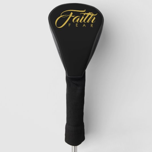Faith Over Fear Gold en Black Golfheadcover (Voorkant)