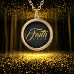 Faith Over Fear Gold en Black Goud Vergulden Ketting<br><div class="desc">Het ontwerp van de teksttekst van Visual woordplay met de eerste lijn in een sterke mooie doopvont die in vette letters boven de tweede lijn van kleine ver-uit elkaar geplaatste brieven wordt gedrukt. Houd het inspirerend gezegde "Vertrouwen over Verschrikking"voor een gift van aanmoediging, of gebruik de tekst sjabloon om een...</div>