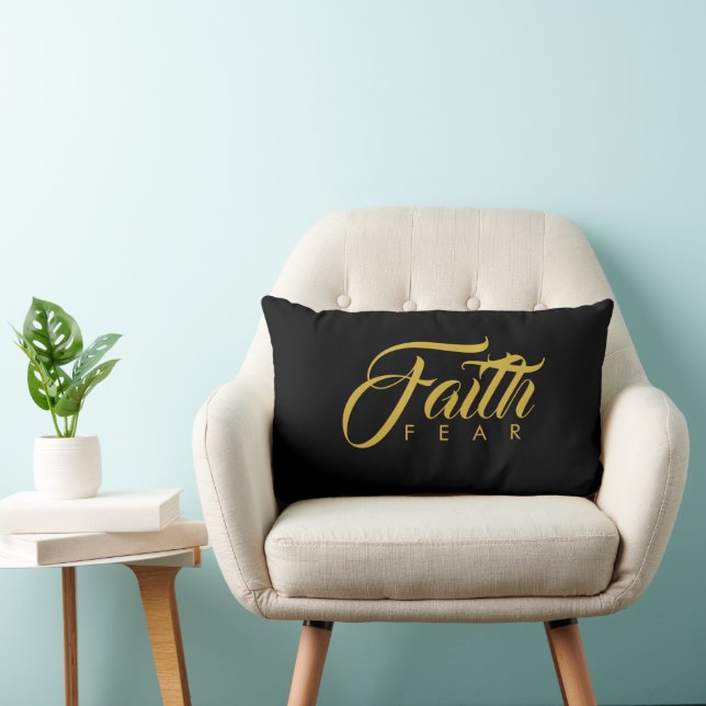 Faith Over Fear Gold en Black Kussen (Stoel)
