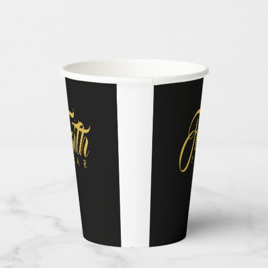 Faith Over Fear Gold en Black Papieren Bekers (Rechts)