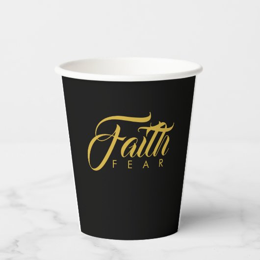 Faith Over Fear Gold en Black Papieren Bekers (Voorkant)