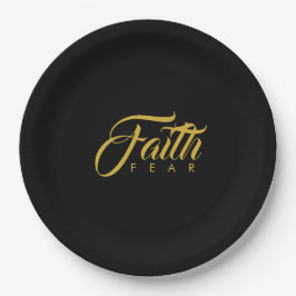 Faith Over Fear Gold en Black Papieren Bordje