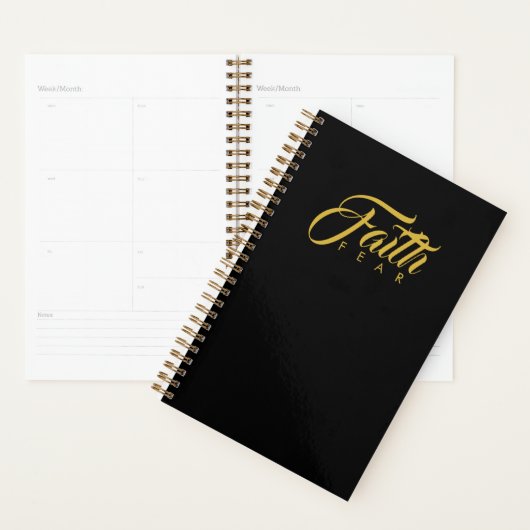 Faith Over Fear Gold en Black Planner (Display)