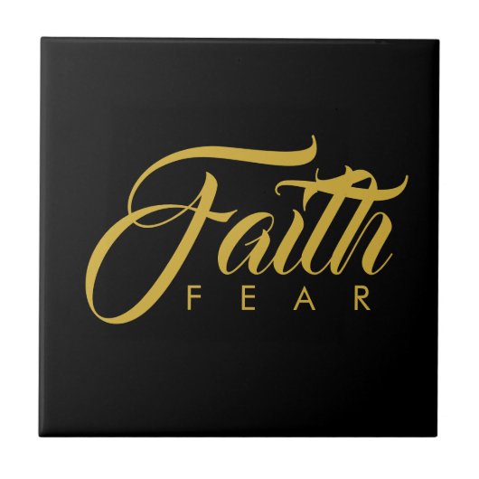 Faith Over Fear Gold en Black Tegeltje (Voorkant)