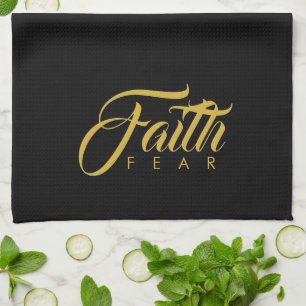 Faith Over Fear Gold en Black Theedoek