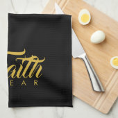 Faith Over Fear Gold en Black Theedoek (Quarter Fold)
