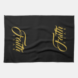 Faith Over Fear Gold en Black Theedoek