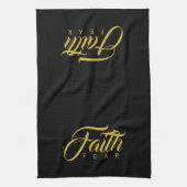 Faith Over Fear Gold en Black Theedoek (Verticaal)