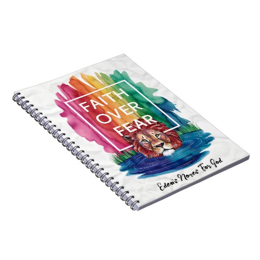 Faith Over Fear Lion – Christelijk tijdschrift op  Notitieboek (Rechterzijde)