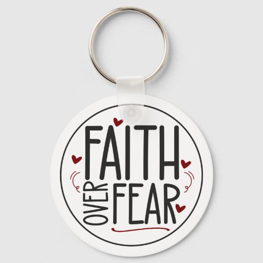 Faith Over Fear Religious Quote Customizable Sleutelhanger (Voorkant)