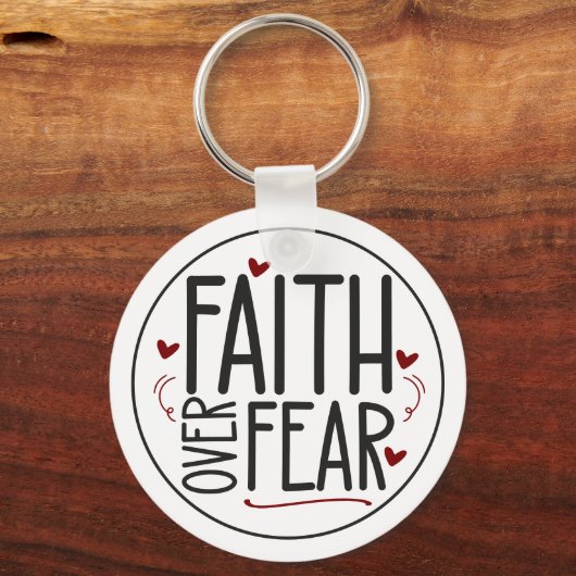 Faith Over Fear Religious Quote Customizable Sleutelhanger (Voorkant)