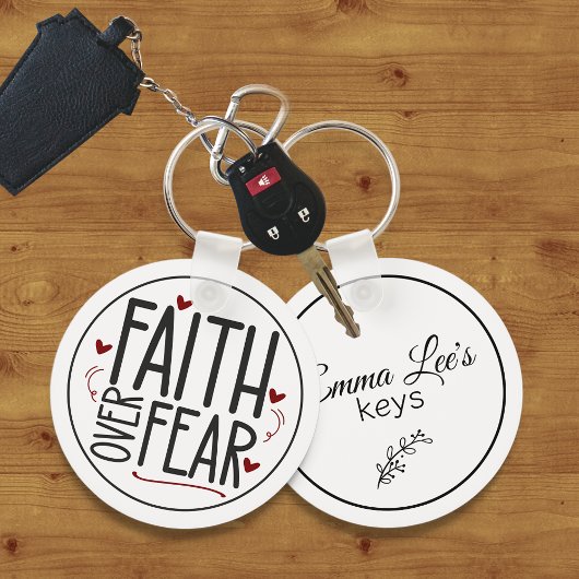 Faith Over Fear Religious Quote Customizable Sleutelhanger