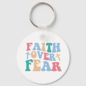 Faith Over Fear Retro Christelijk Sleutelhanger (Voorkant)