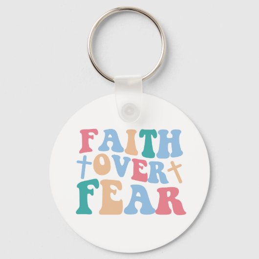 Faith Over Fear Retro Christelijk Sleutelhanger (Voorkant)