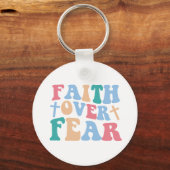 Faith Over Fear Retro Christelijk Sleutelhanger (Voorkant)