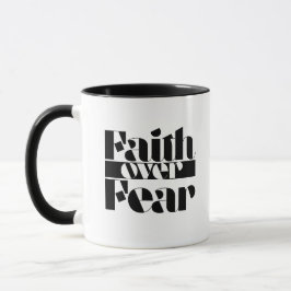 Faith Over Fear Retro Christelijke Inspirerend Typ Mok