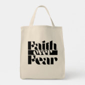 Faith Over Fear Retro Christelijke Inspirerend Typ Tote Bag (Achterkant)