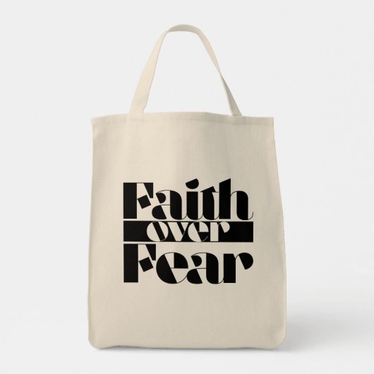Faith Over Fear Retro Christelijke Inspirerend Typ Tote Bag (Achterkant)