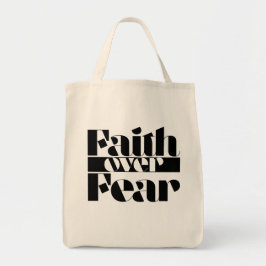 Faith Over Fear Retro Christelijke Inspirerend Typ Tote Bag
