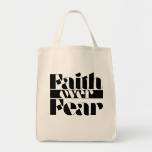 Faith Over Fear Retro Christelijke Inspirerend Typ Tote Bag