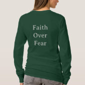 Faith Over Fear Silver Text Green T-Shirt (Achterkant)