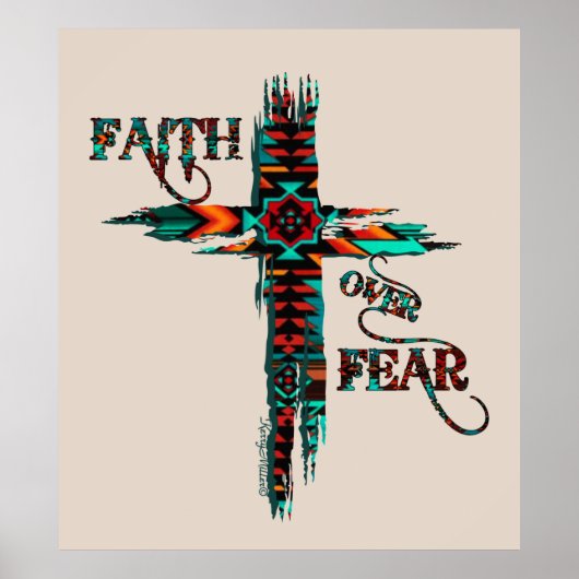 Faith Over Fear, Southwest Cross Poster (Voorkant)