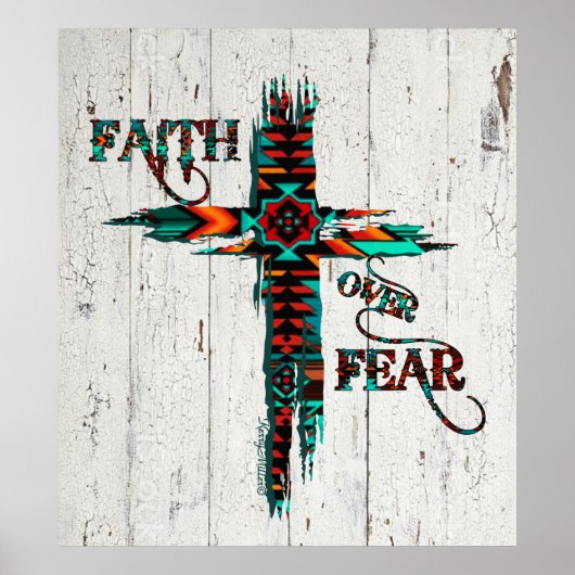 Faith Over Fear, Southwest Cross Poster (Voorkant)