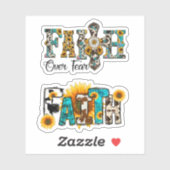 Faith Over Fear Sunflower Custom-Cut Vinyl Sticker (Vel)