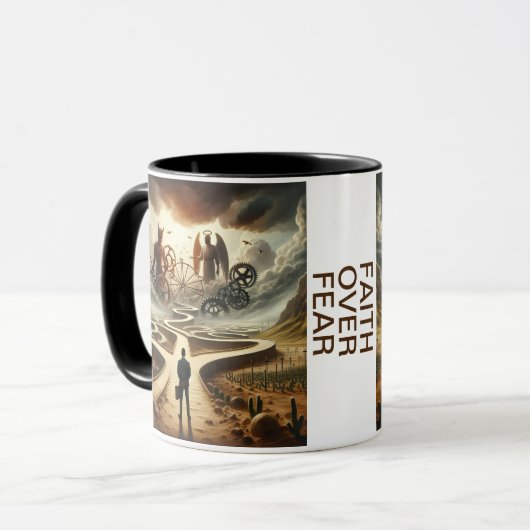 Faith Over Fear - Surreal Landscape Koffie Mok (Voorkant links)