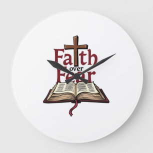 Faith Over Fear Vintage Jezus Faith T-shirt (1) Grote Klok