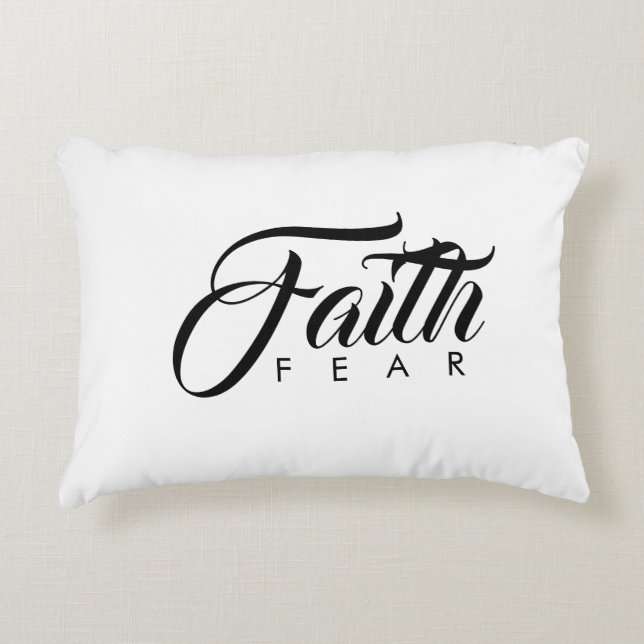 Faith Over Fear White Accent Kussen (Voorkant)