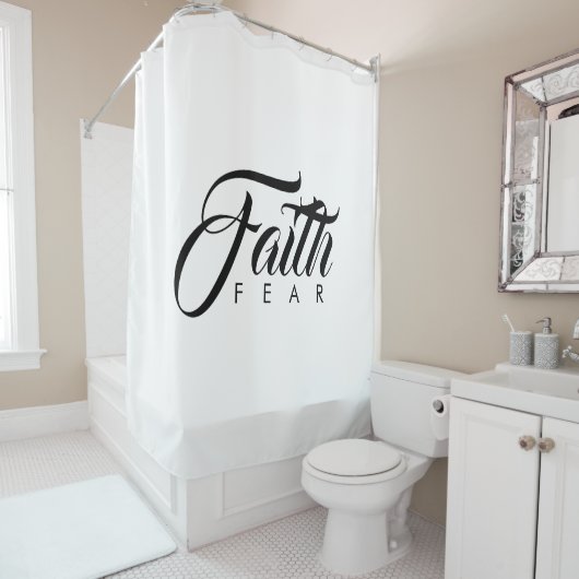Faith Over Fear White Douchegordijn (In situ)