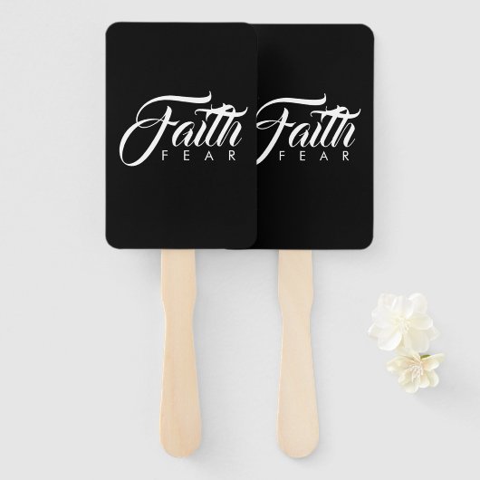 Faith Over Fear White en Black Handwaaier (Voorkant en achterkant)