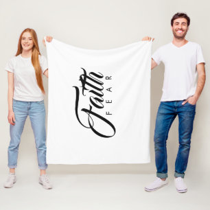 Faith Over Fear White Fleece Deken
