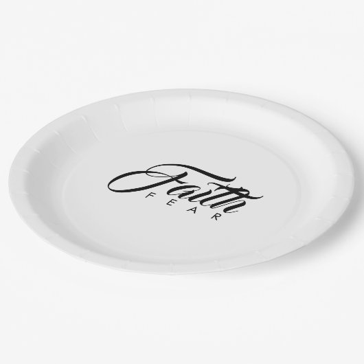 Faith Over Fear White Papieren Bordje (Gekanteld)