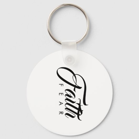 Faith Over Fear White Sleutelhanger (Voorkant)
