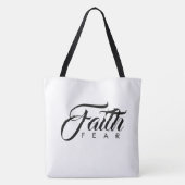 Faith Over Fear White Tote Bag (Achterkant)
