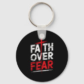 Faith Over Fear With Cross Christian Men Sleutelhanger (Voorkant)