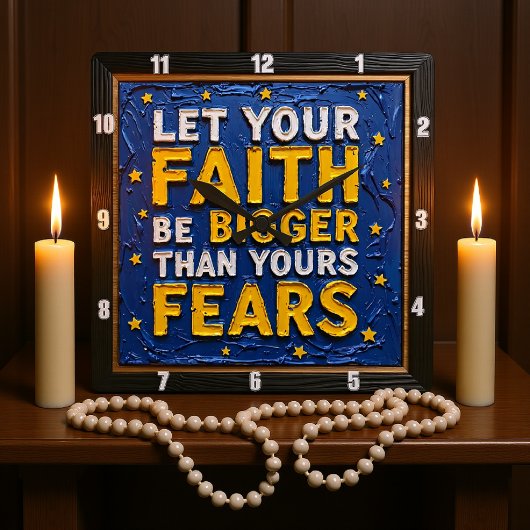 Faith Over Fears Textured Art Vierkante Klok
