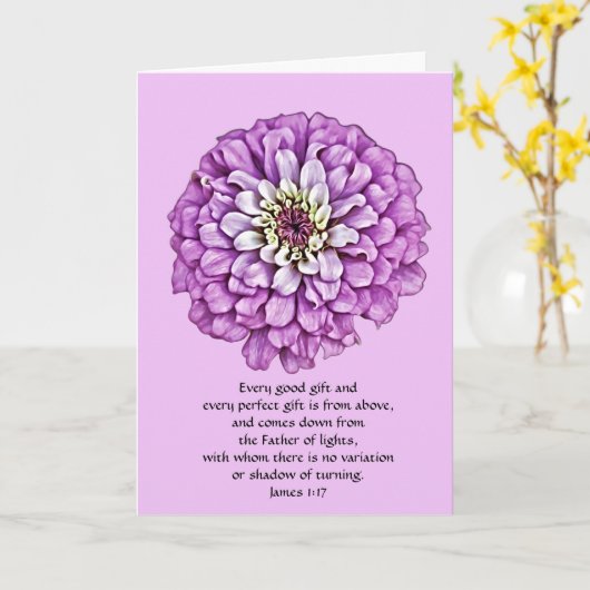 Faith Paarse Mum Flower Verjaardag Kaart (Gele Bloem)