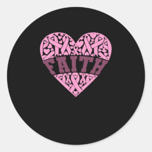 Faith Pink Heart Breast Cancer Bewustheid Ronde Sticker