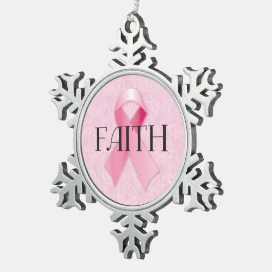 Faith Pink Ribbon Snowflake Ornament (Rechts)